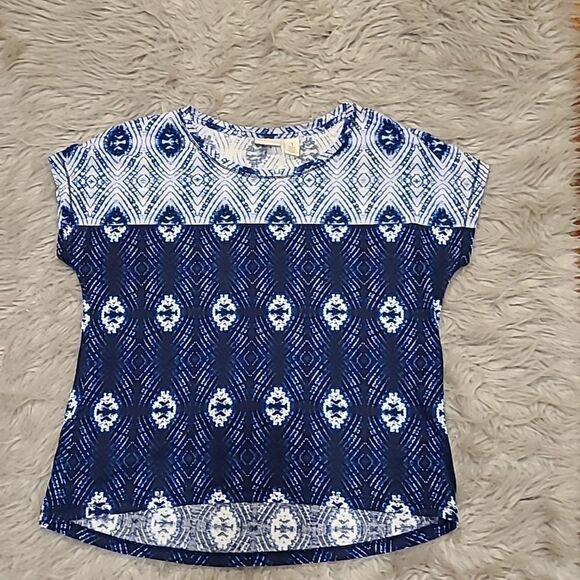 Chicos zenegy womens blue cotton tye die two toned flowy‎ tshirt size 1 - Picture 1 of 6